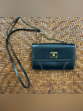 Lauren Ralph Lauren Black & Gold Crossbody Bag with Chain Strap